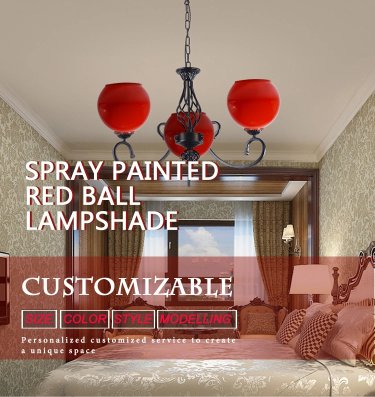 Customized Hand Blown Shinny Red Color Pendant Light Empty Glass Globe